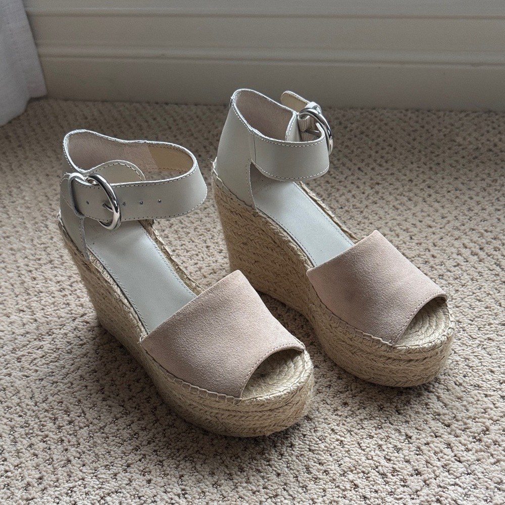 Marc Fisher Beige Wedge Sandals